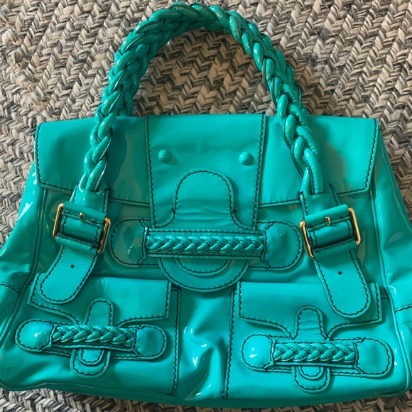 Valentino Handbags - Valentino aqua patent leather historio bag